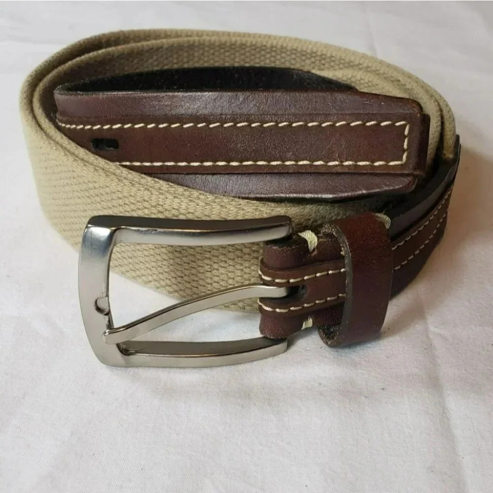 Brown leather and tan mens‎ W44 belt